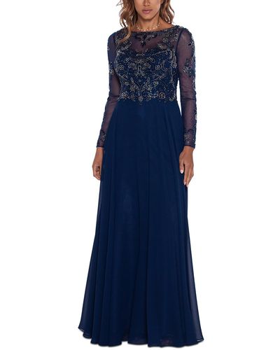 Xscape Embellished Chiffon Evening Dress - Blue