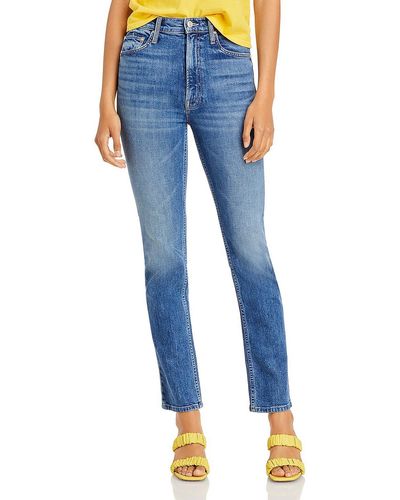 Mother The Rider Faded Skimp High-waist Jeans - Blue