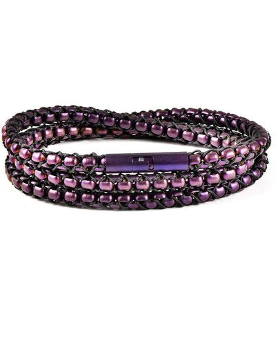 Crucible Jewelry Crucible Los Angeles Matte Finish Stainless Steel Box Chain With Black Nylon Cord - 26" - Purple