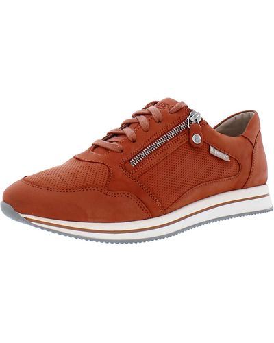 Mephisto Leenie Leather Lifestyle Casual And Fashion Sneakers - Red