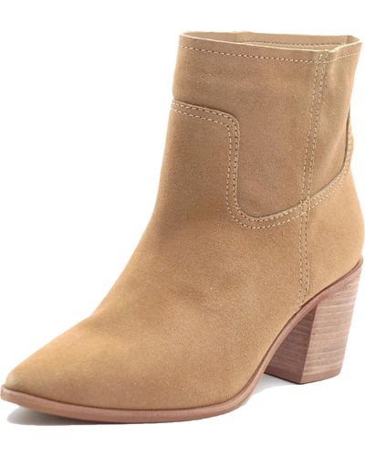 Kaanas Pigato Suede Pointed Toe Ankle Boots - Natural