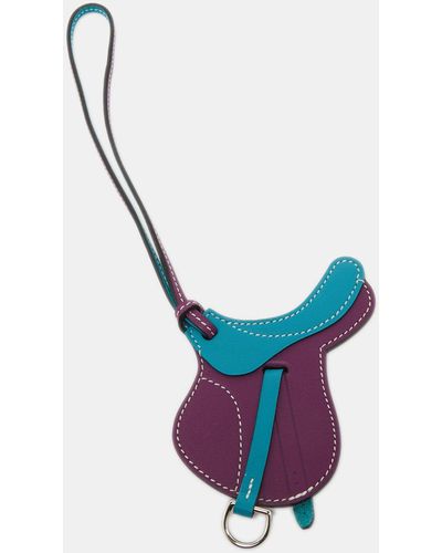Hermès Hermès Anemone/bleu Izmir Swift Leather Paddock Selle Horse Saddle Bag Charm - Blue