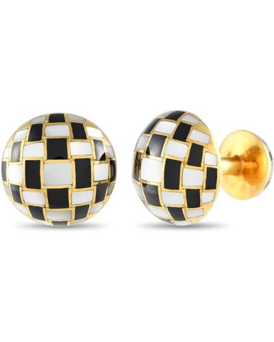 Tiffany & Co. 18k Yellow Gold Mother Of Pearl And Onyx Inlaid Cufflinks - Metallic