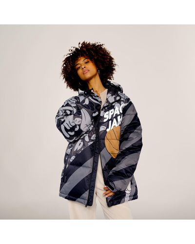 Members Only Space Jam Puffer Oversized Jacket - Blue