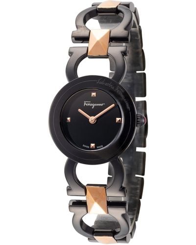 Ferragamo Double Gancini 25mm Quartz Watch - Black