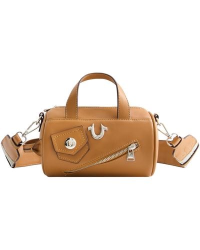 True Religion Zip Top Mini Duffle Handbag - Brown