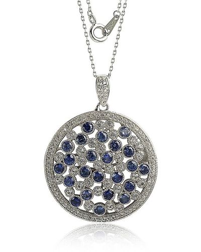 Suzy Levian Sterling Silver Sapphire & Diamond Accent Multi-circle Pendant - Blue
