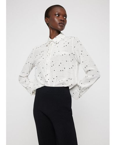 Adam Lippes Shirt With Thin Bow In Crepe De Chine - White