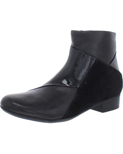 Trotters Maci Leather Patent Ankle Boots - Black