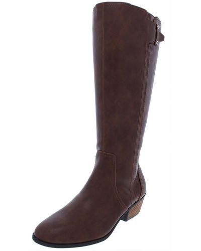 Dr. Scholls Brilliance Wide Calf Faux Leather Riding Boots - Brown