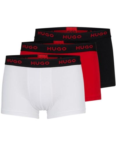 HUGO Three-pack Of Logo-waistband Trunks - Red