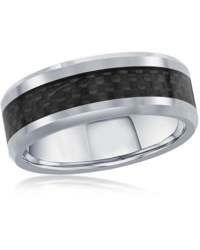 Black Jack Jewelry Tungsten Ring W/ Black Carbon Fiber - Metallic
