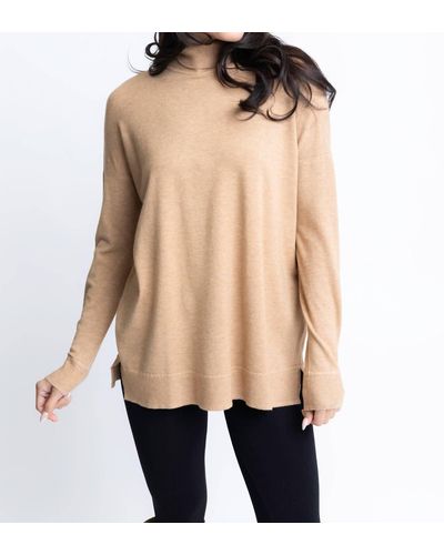 Karlie Solid Turtleneck Sweater Tunic - Natural