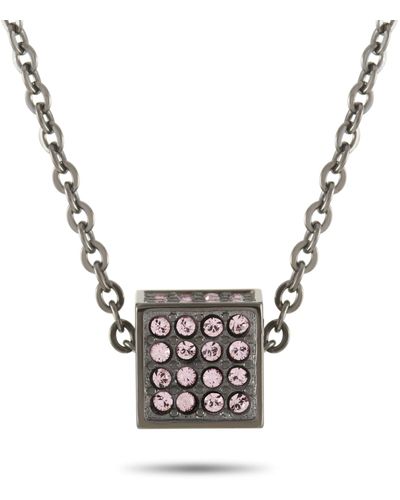 Calvin Klein Rocking Gray Pvd Plated Stainless Steel Light Amethyst Crystal Necklace - Metallic