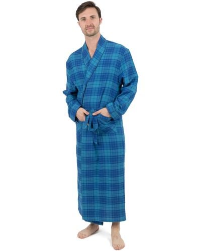 Leveret Christmas Flannel Robe Navy And Striped - Blue