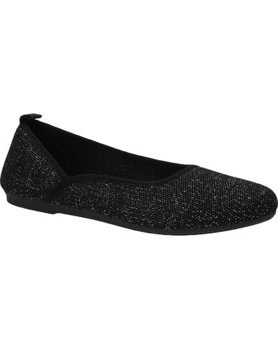 Easy Street Fe Knit Glitter Ballet Flats - Black