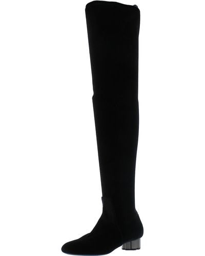 Ferragamo Satin Dressy Thigh-high Boots - Black
