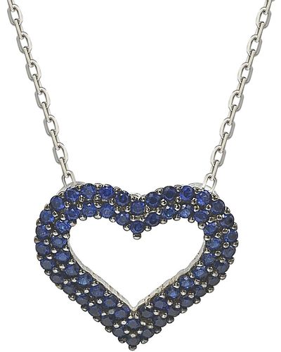 Suzy Levian Cubic Zirconia Sterling Silver Heart Pendant - Blue