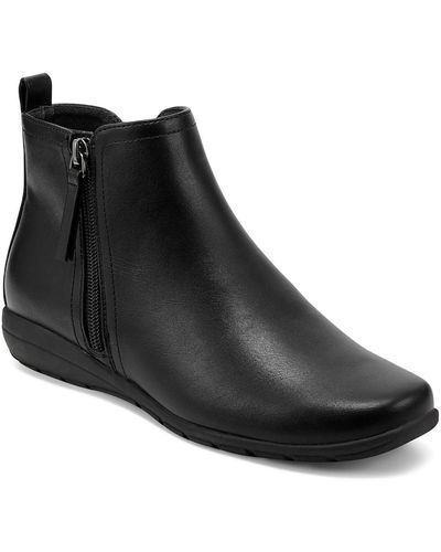 Easy Spirit Faux Leather Ankle Booties - Black