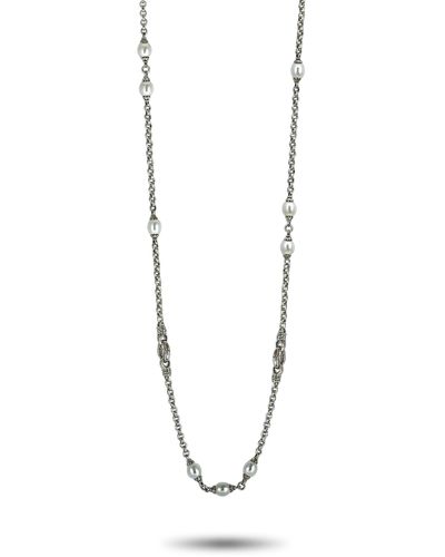 Scott Kay Sterling Silver And Pearl Chain Long Necklace - Metallic