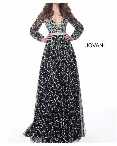 Jovani Long Dress In Black - Blue