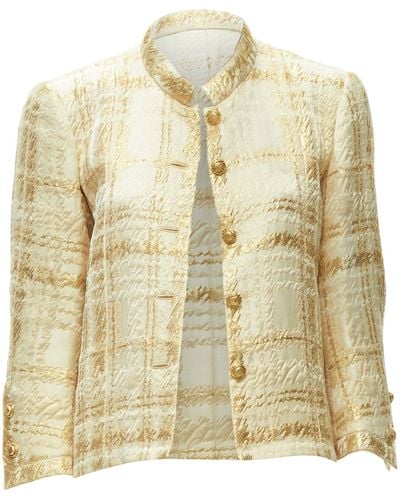 Chanel Coco Haute Couture 1960's Gold Jacquard Check Jacket - Natural