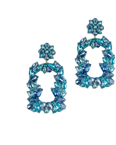 Deepa Gurnani Anushka Earrings In Turquoise - Blue