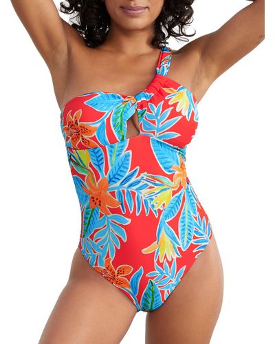 Sunsets Tiger Lily Ginger One-shoulder One-piece - Red