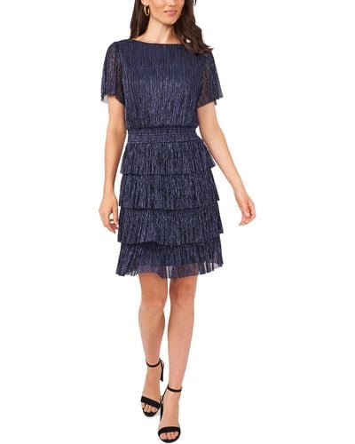 Msk Tiered Mini Fit & Flare Dress - Blue