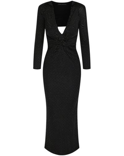 Versace Plunge Neck Sequin Maxi Dress - Black