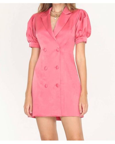Adelyn Rae Double-breasted Satin Blazer Mini Dress - Pink