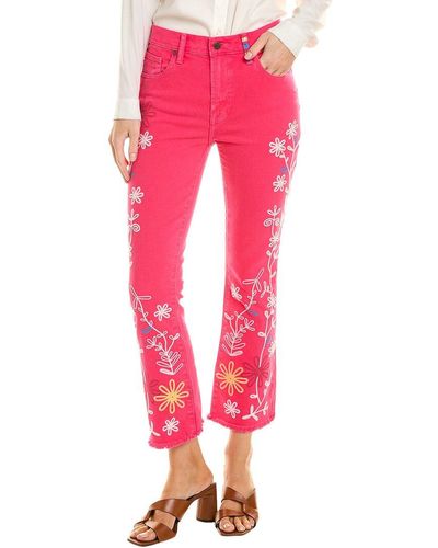 Johnny Was Ryan Raspberry Cropped Baby Bootcut Jean - Pink