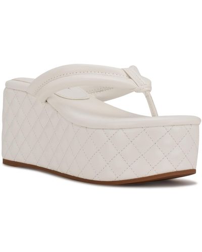 Nine West Newya Dressy Slip On Platform Sandals - White