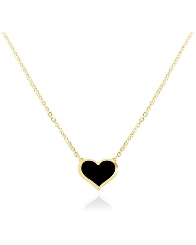 The Lovery Mini Onyx Heart Necklace - Black