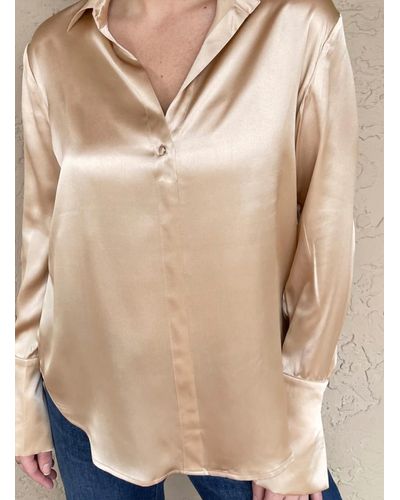 Catherine Gee Daria French Cuff Silk Blouse - Natural