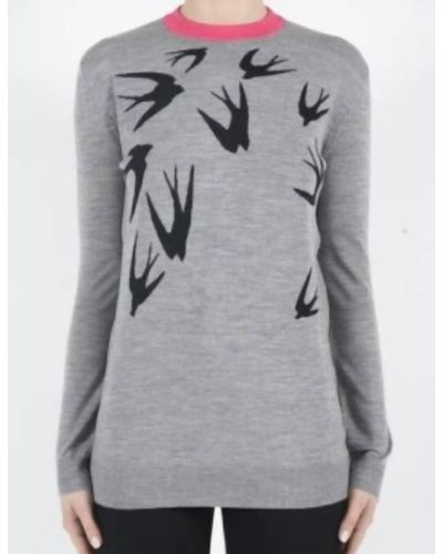 McQ Swallow Jacq Crew Neck Top In Gray