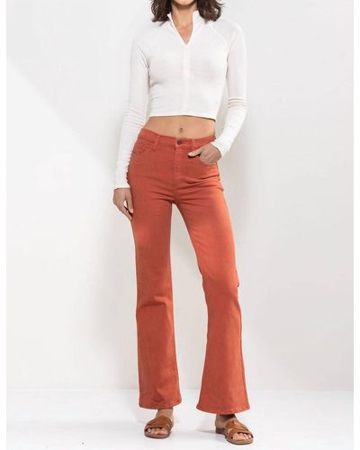 Sneak Peek High Rise Solid Slim Bootcut Jeans - Red