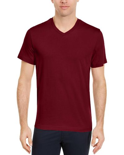 Club Room V Neck Cotton T-shirt - Red