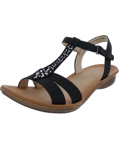 SOUL Naturalizer Summer Embellished Ankle Strap T-strap Sandals - Black