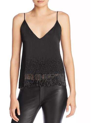 Cami NYC Dale Beaded Fringe Camisole Top - Black