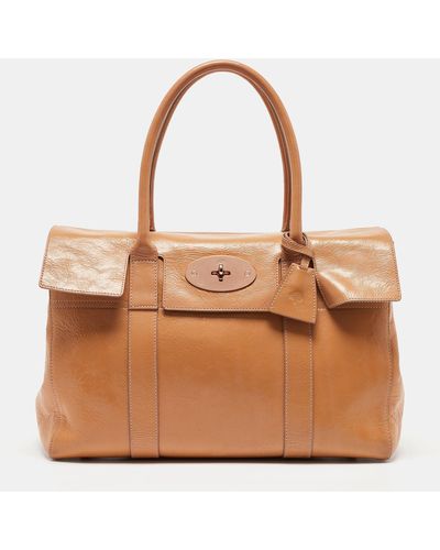 Mulberry Patent Leather Bayswater Satchel - Brown