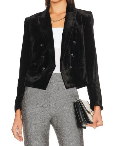 L'Agence Brooke Double Breasted Crop Blazer - Black