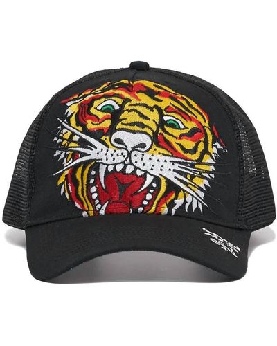 Ed Hardy Embroidered Tiger Head Hat - Black