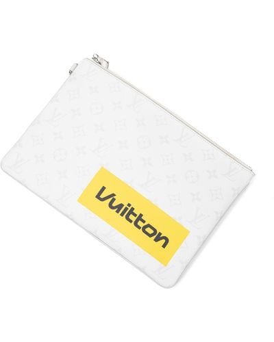 White Louis Vuitton Monogram Logo Story Pochette GM Clutch Bag