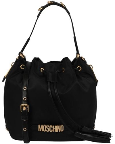 Moschino Drawstring Bucket Bag - Black