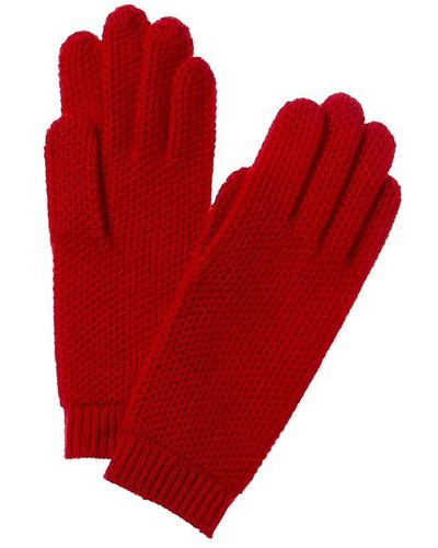 Sofiacashmere Honeycomb Cashmere Gloves - Red