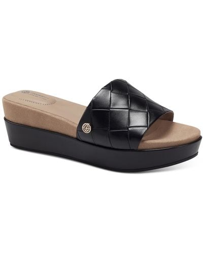 Giani Bernini Elizabetta Faux Leather Embossed Slide Sandals - Brown