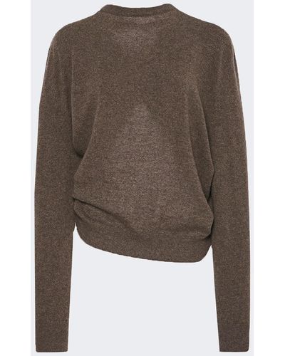 The Row Laris Twist Back Top Cashmere Taupe - Brown