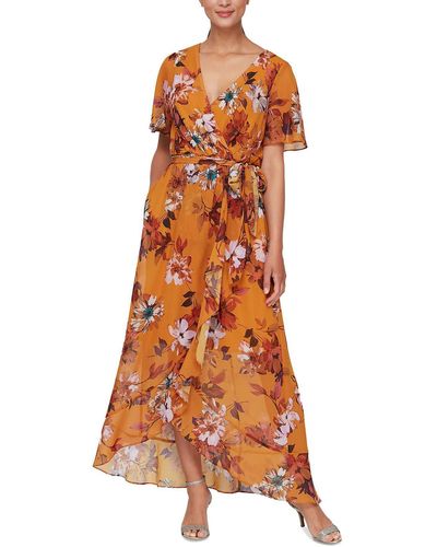SLNY Floral Long Maxi Dress - Orange