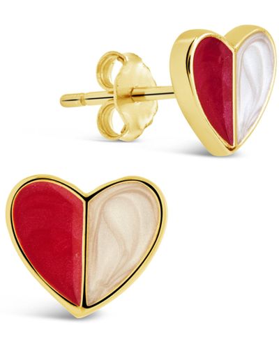 Sterling Forever Sterling Silver Queen Of Hearts Stud Earrings - Red